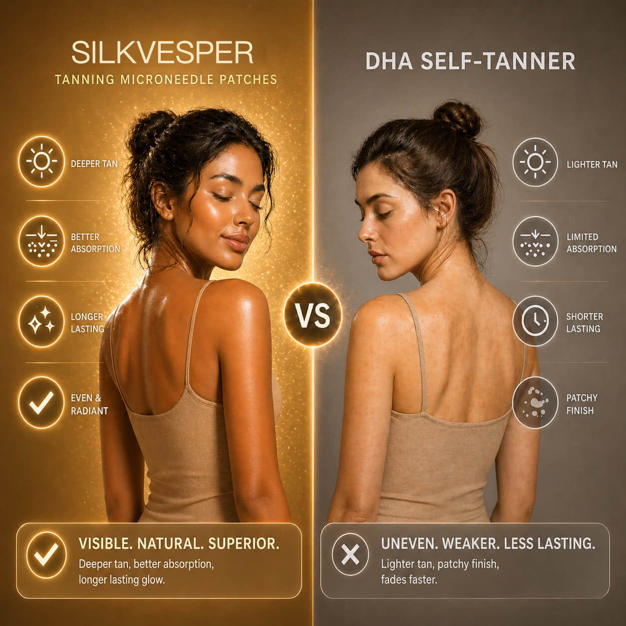 ☀️🌙 Made & Loved in the USA 💫 SilkVesper® Transdermal Tanning Patch — Glow All Day, Night & Save 85% Today!