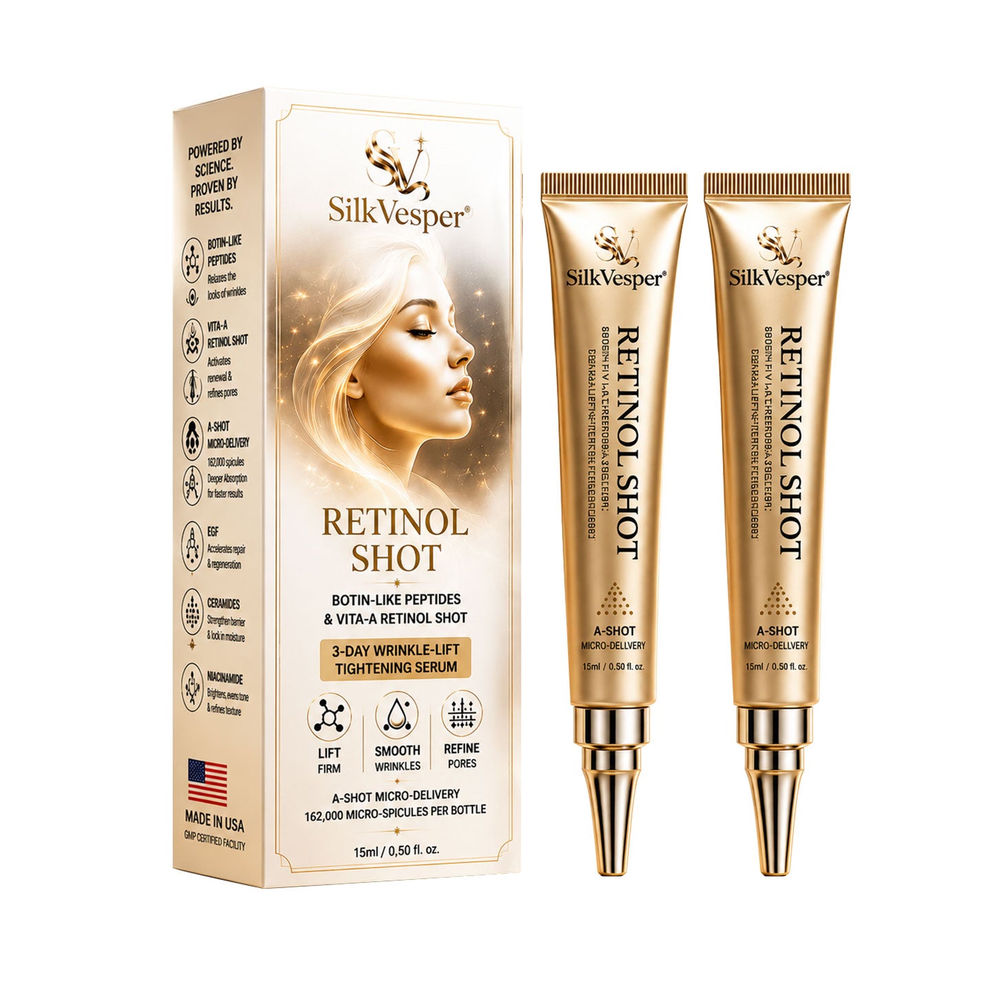 🧠👨‍⚕️Made and shipped from the USA 💫SilkVesper® Botin & Vita-A Retinol Shot Wrinkle-Lift Tightening cream - Last Day Promotion 70% OFF