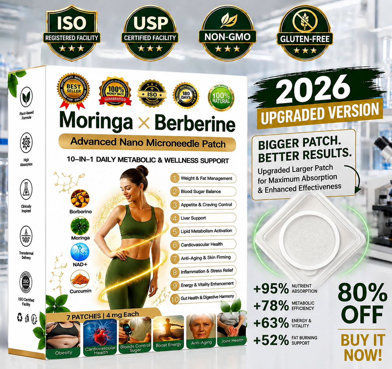Silkvesper Moringa · Berberine × NAD+ 10-in-1 Advanced Nano Microneedle Patch 𝑬𝒗𝒐𝒍𝒖𝒕𝒊𝒐𝒏 𝑽𝟐